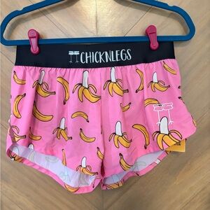 Chicknlegs Pink Banana Print Women's Athletic Shorts
